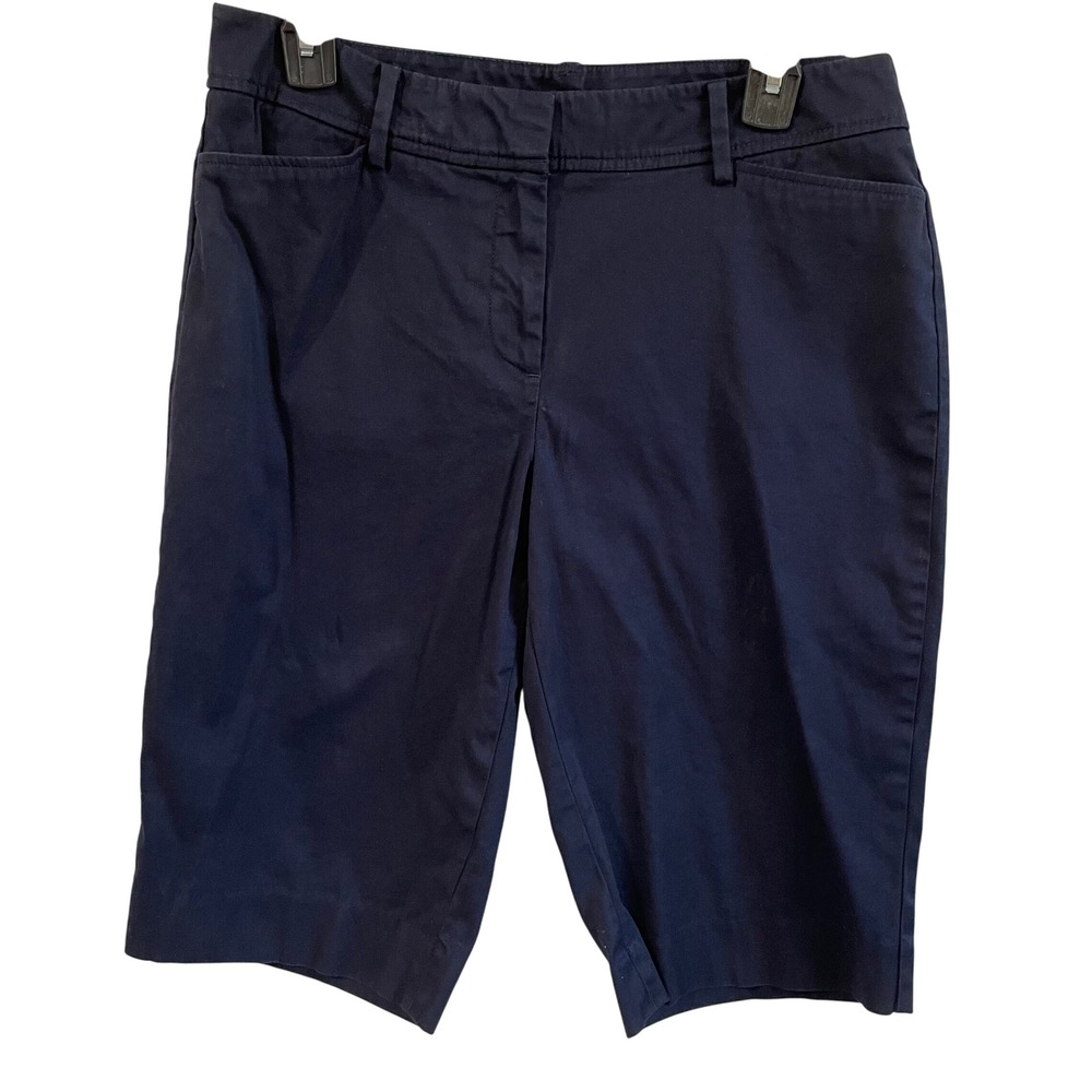 Talbots Perfect Short Bermuda Navy Blue Cotton Blend Size 6 Preppy Minimalist